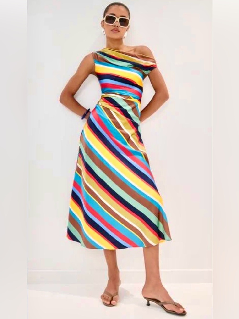 NWT Staud Phare Silk Maxi Dress Market Stripe 🌟Very Rare🌟 - Picture 3 of 16